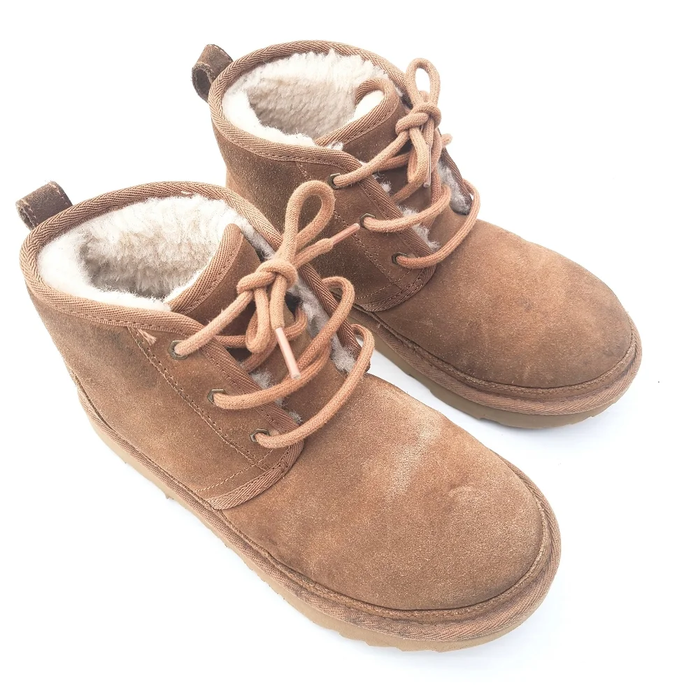 UGG Neumal kids chestnut fur lined chukka boots